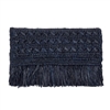 Mar Y Sol Lisette Crocheted Raffia Straw Fringe Clutch, Navy