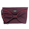 Kate Spade Burgundy Bow Wristlet Canvas Clutch  Elegant Zip Top Pouch