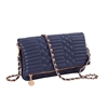 Sydney Love Quilted Vegan Leather Fold-Over Clutch Crossbody, Navy