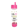 Pink or Sparkly Quote BPA Free Travel Water Bottle w Snack Storage Holder, Pink