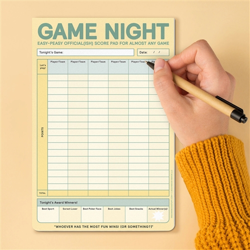 Game Night Score Keeper Pad for Games  6 Player Grid, Perfect for Card Games, Board Games, Cornhole, and More