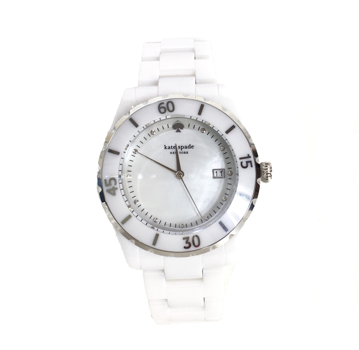 Kate Spade Seaport Grand Mother Of Pearl Ceramic Bracelet Watch, White  1YRU0773