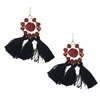 Mary Square Beaded Tassel Drop Earrings