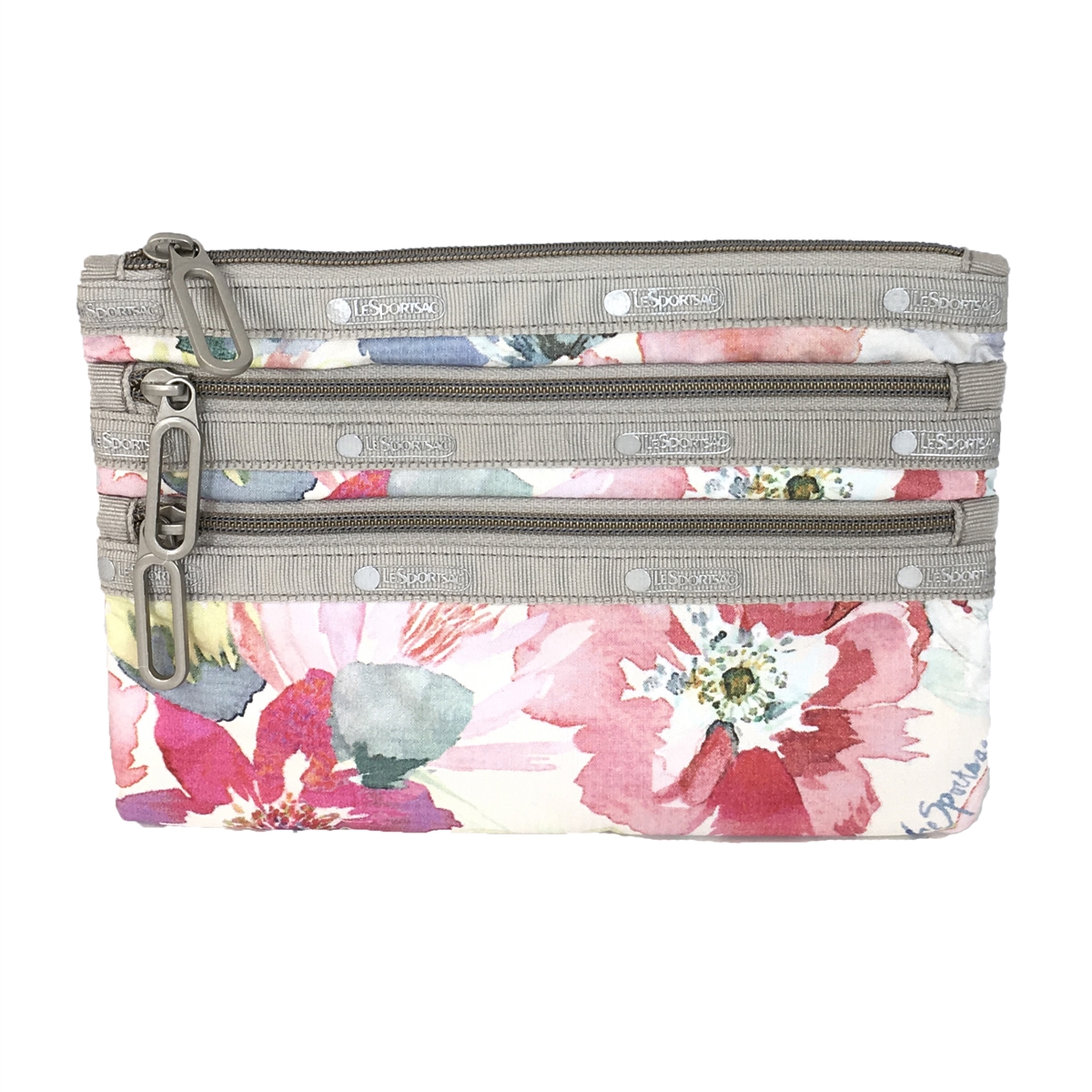 LeSportsac Essential Classic 3 Zip Cosmetic Pouch, Waterlily Garden