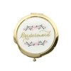 Mary Square Cherry Blossom Bridesmaid Round Mirror Compact, Cream | Stylish Portable Makeup Accessory