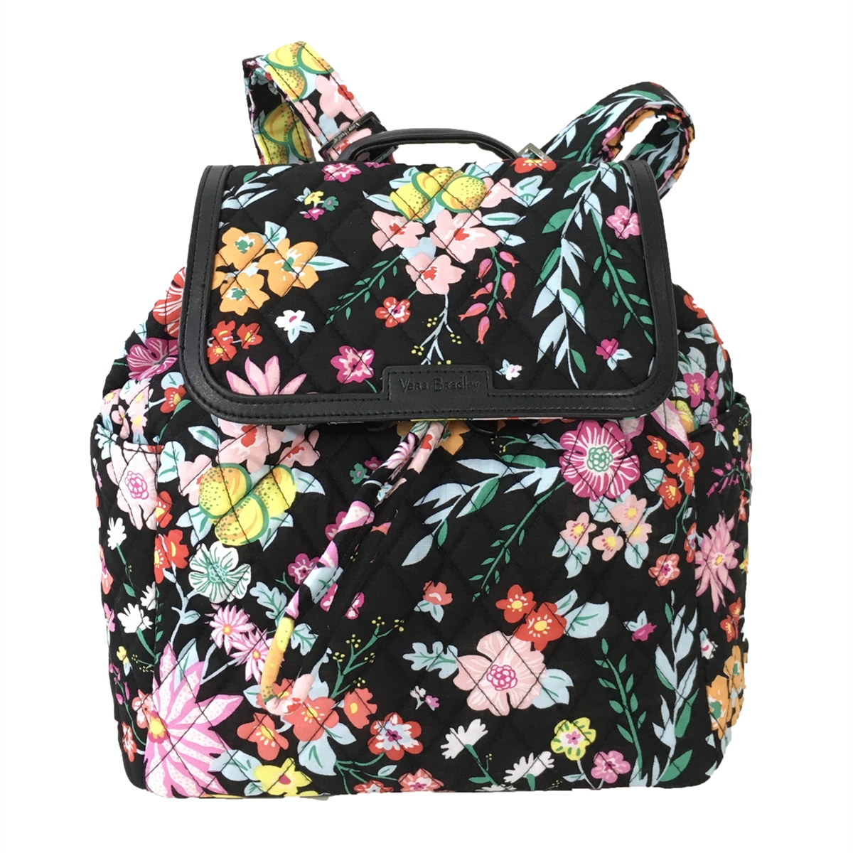 Vera Bradley Quilted Floral Print Fashion Backpack Daypack, Tangerine Twist