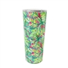 Watercolor Palm Double Wall Stainless Steel Vac 24 oz Tumbler w Lid, Green Multi