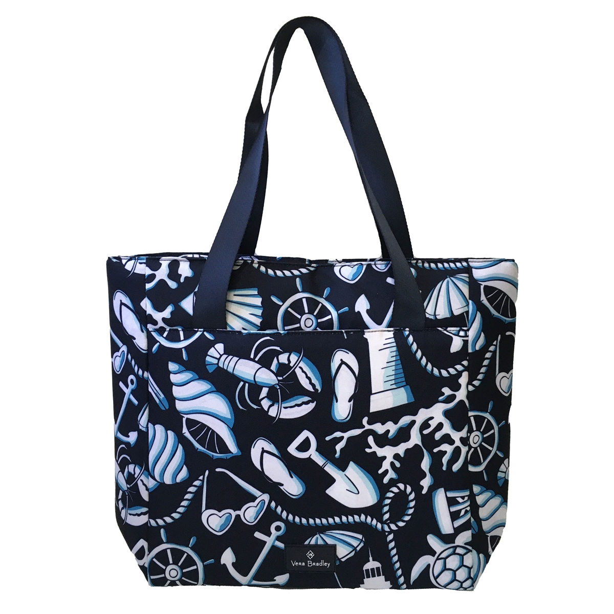 Nautical Print Anchor Blue & White Insulated Cooler Bag Large