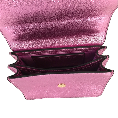 Tory Burch Crinkle Metallic Mini Shoulder Bag, Pink