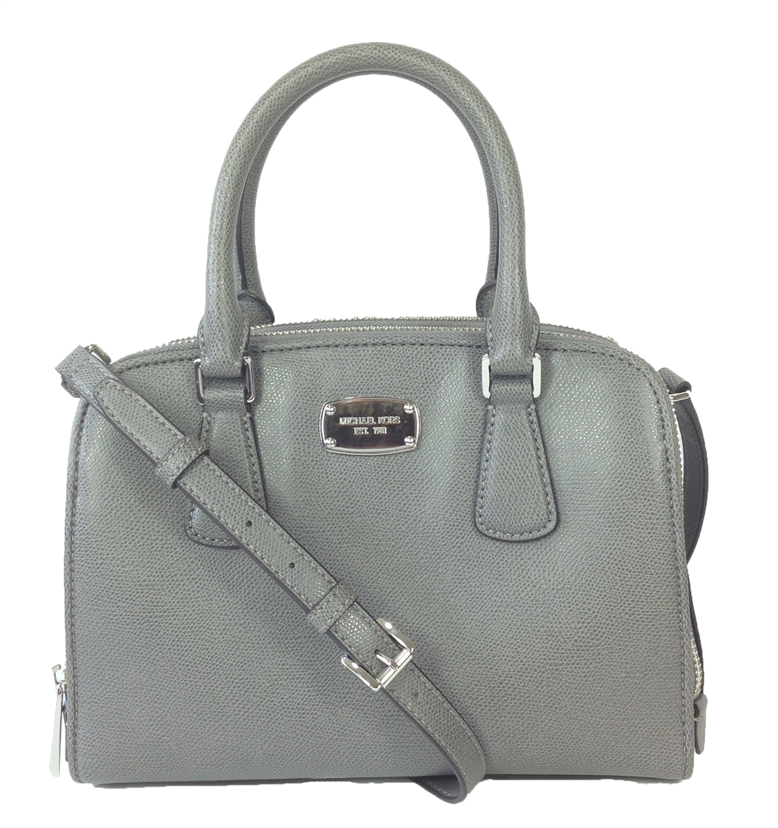 Grey leather michael online kors purse