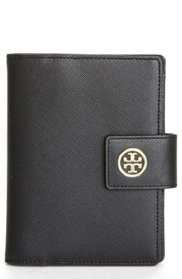 Tory Burch Robinson Round Saffiano Leather Crossbody Bag in Black