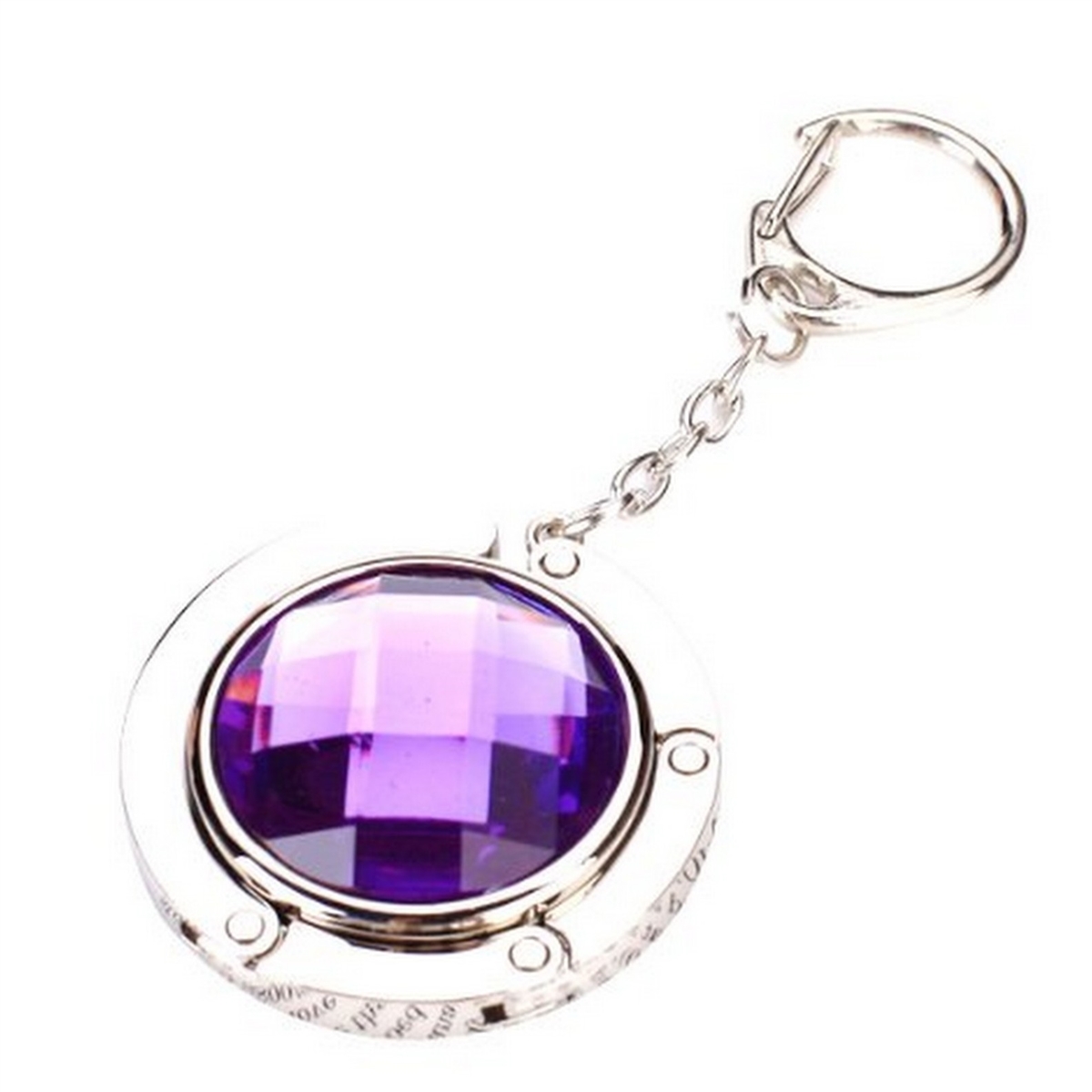 Fashion Culture Jewel'd Portable Handbag Hanger w Clip, Purple