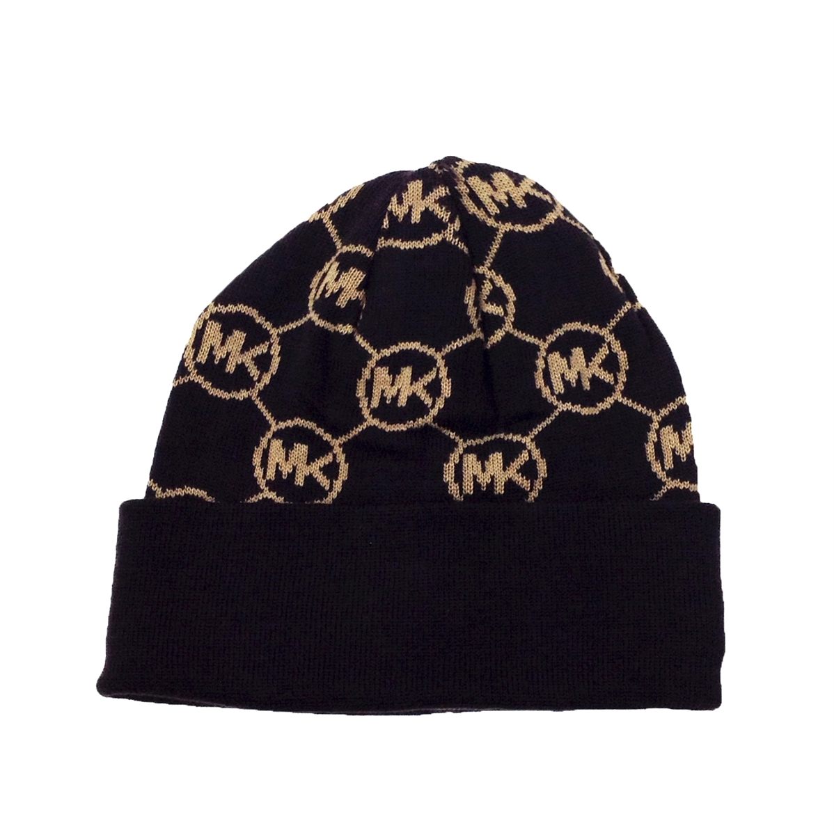 Michael Kors Small Circle Logo Knitted Beanie Hat, Chocolate/Camel