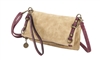 Sydney Love Grommet Faux Suede Fold Over Crossbody, Sand/Wine