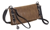 Sydney Love Grommet Faux Suede Fold Over Crossbody, Chocolate/Black