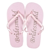 Bridesmaid Script Glittering Flip Flop Sandals, Blush Pink