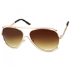 Fashion Culture Mod Dual Wire Frame Aviator Daily Wear Sunglasses UV Protection, Gold