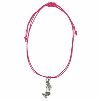 Zad Jewelry Ocean Inspired Mermaid Charm Anklet Waxed Pull Cord, Pink, One szie, AB7007