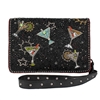 Mary Frances Celebrate Cocktails Beaded Leather Crossbody, Black