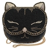 Mary Frances Whiskers Beaded Cat Crossbody, Black