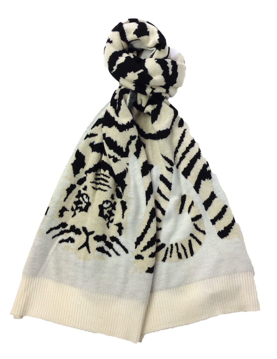 BCBGMAXAZRIA Women s Knit Tiger Muffler Scarf Ivory