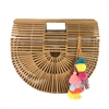 Blue Island Arc Large Bamboo Clutch Tassels, Natural/Multi