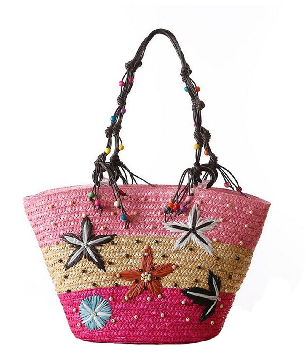 BONBON TOYS Beach Tote Bag, Washable Fashion Beach Hand Bag, Pink