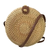 Blue Island Canteen Woven Rattan Straw Circle Crossbody Bag, Natural