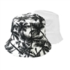 Blue Island Palm Tree Print Reversible Canvas Bucket Hat, Black/White | Stylish Accessory for Any Occasion