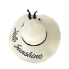 Blue Island Hello Sunshine Embroidered Straw Sun Hat, Beige | Packable Floppy Sun Hat for Beach and UV Protection