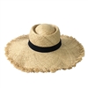 Blue Island Frayed Edge Wide Brim Straw Panama Hat, Natural | Stylish Accessory for Any Occasion