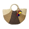 Blue Island Blue Island Nairi Round Handle Color Block Straw Market Tote, Brown Multi