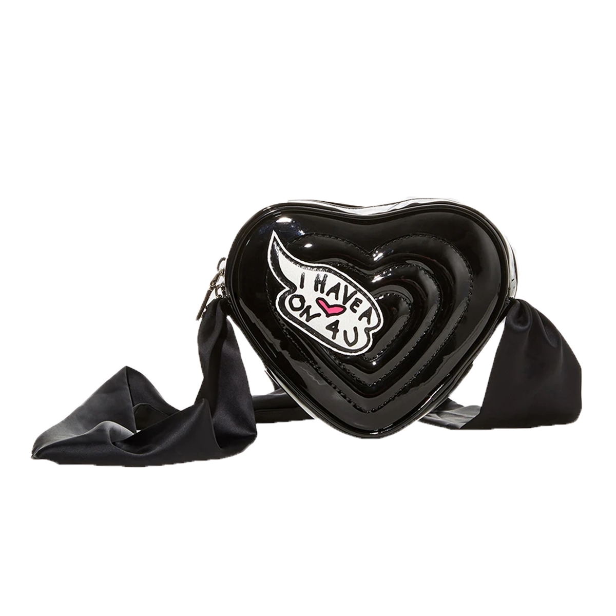 Plus Size - Betsey Johnson Black Faux Leather Studded Heart