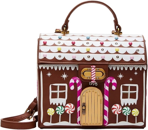 Betsey Johnson Kitschmas Gingerbread House Kitsch Crossbody Lights Up!, Multi - ideal for holiday bag, Christmas theme, festive accessory, unique holiday gift.