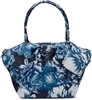 Betsey Johnson Bow-Nanza Floral Print Oversized Bow Denim Satchel Tote Blue BJ34960