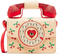 Betsey Johnson Kitsch Cherry Raffia Phone Handbag Wireless Connects to Take Calls