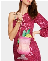 Betsey Johnson Kitsch 5 O Clock Somewhere Cocktail Themed Crossbody Bag, Multicolor bag showcasing a distinct design by Betsey Johnson, suitable for various casual and semi-formal occasions.