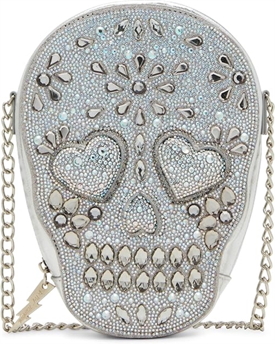 Betsey Johnson Bone Jour Rhinestone Skull Crossbody