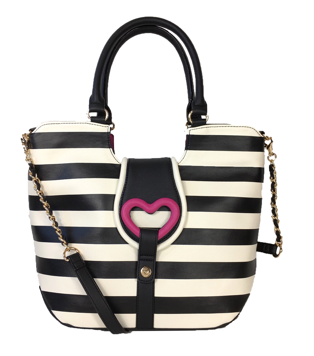 Betsey johnson black store and white striped purse