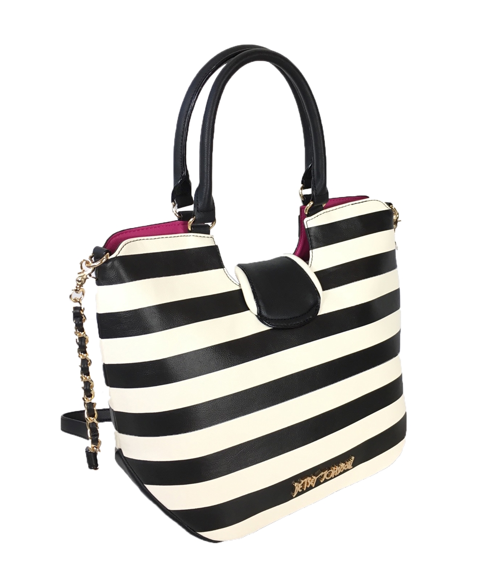 Betsey johnson black clearance and white striped purse