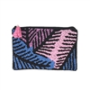 From St Xavier Palm Print Beaded Mini Bag Card Case, Pink Blue