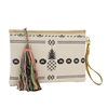 Magid Aloha Print Tassel Clutch Wristlet, Black