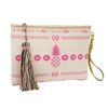 Magid Aloha Print Tassel Clutch Wristlet, Pink