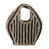 Magid Striped Jute Petite Trapeze Tote Bag, Natural/Black - Black Tote Bag for Daily Essentials