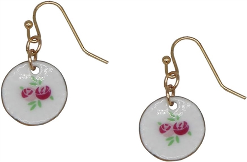 Zad Jewelry Women's Tea Time Rose Floral Teacup Saucer Drop Earrings, Pink Multi