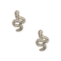 Zad Jewelry Women's Book Lovers Snake Mini Stud Earring Literary-Inspired Slithering Serpent, Sivertone, Silver