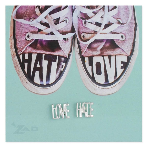 Love Hate Contradiction Mini Stud Earrings, Silver