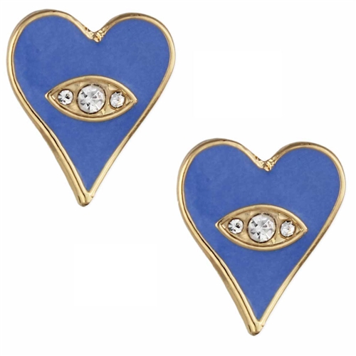 Zad Jewelry Women's Look of Love Blue Heart Eye Enamel Earrings Evil Eye Motif