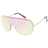 Fashion Culture Disco Rimless Oversized Shield Studded Aviator Daily Wear Sunglasses UV Protection