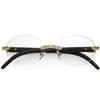 Fashion Culture Blue Light Glasses - Crystal Embellished Rimless Oval Blue Light Protection Glasses, Black / Gold